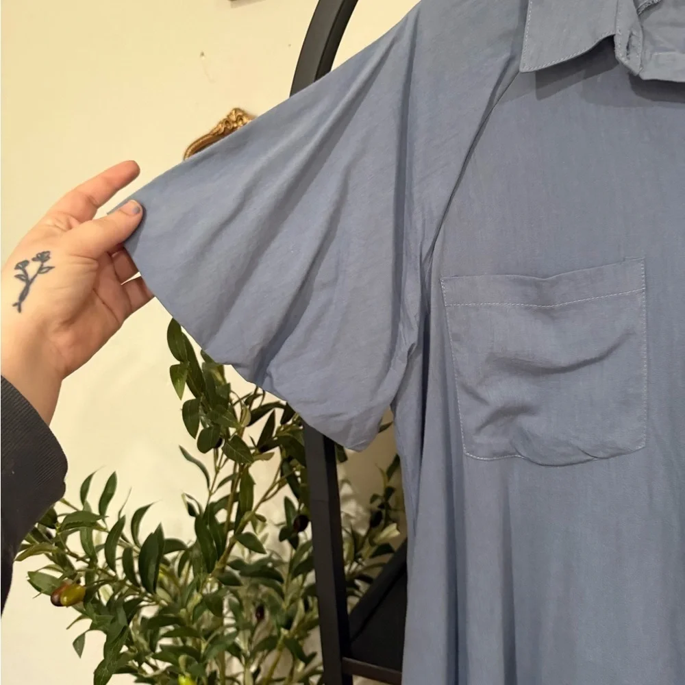 Easel Gray Puff Sleeve Polo Collar Maxi Dress size small - Picture 3 of 9